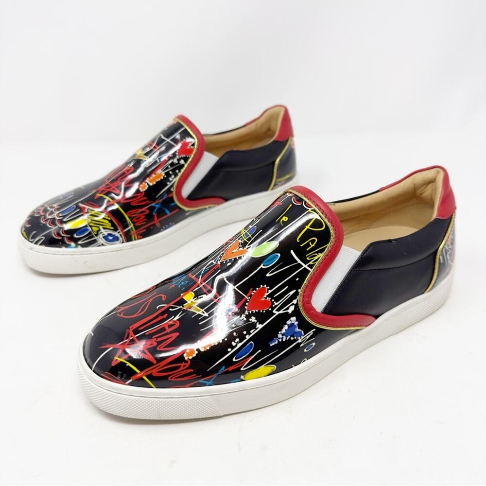 Christian Louboutin Masteralta Loubitag Patent Slip On Sneakers Womens Size 37.5